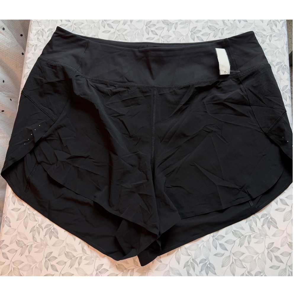 Athleta Run With It 3.5 Short Black Women 1X NEW Running Shorts Built in Briefs